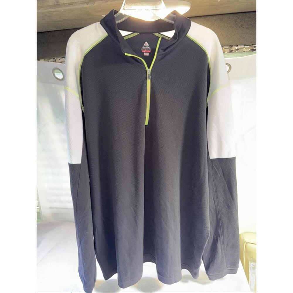 Bolle Mens Large Long Sleeve 1/4 Zip Pullover Black/White/Yello Golf Lightweight